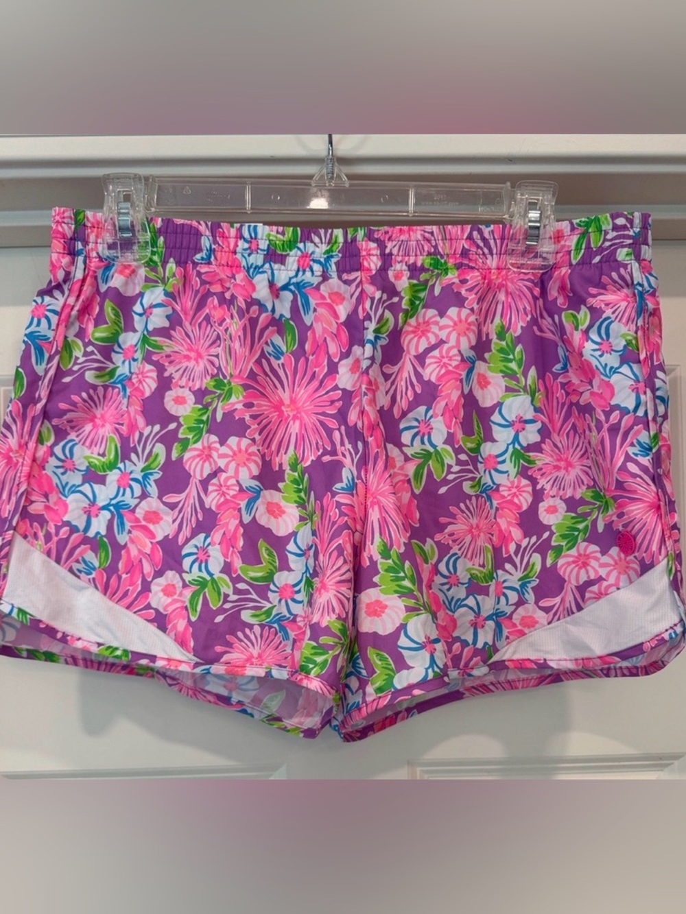 Lilly Pulitzer Athletic Shorts with Purple, Pink & Green Floral Waistband